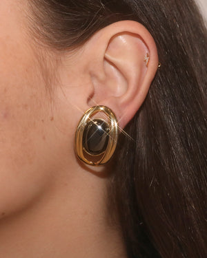 Boucles d'oreilles hématite et or