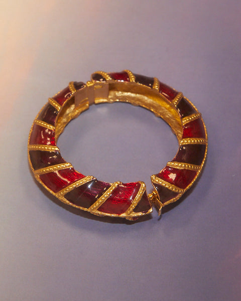 Bracelet émail rouge et bordeau