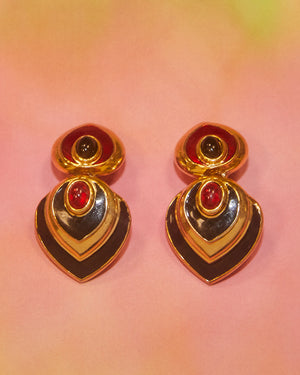 Boucles d'oreilles noires et rouges