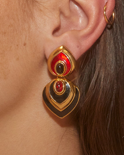 Boucles d'oreilles noires et rouges