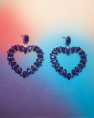 Boucles d'oreilles coeurs bleus
