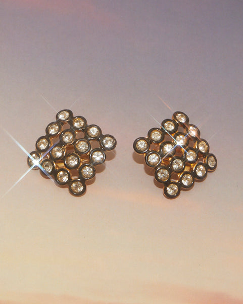 Boucles d'oreilles noires et strass