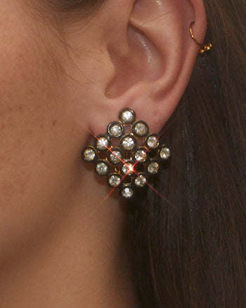 Boucles d'oreilles noires et strass