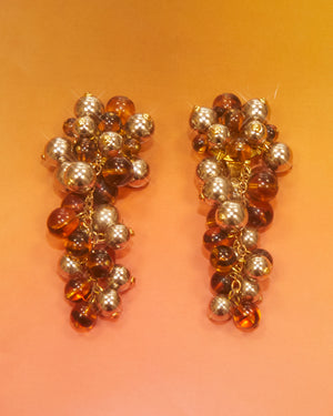 Boucles d'oreilles grappes marrons