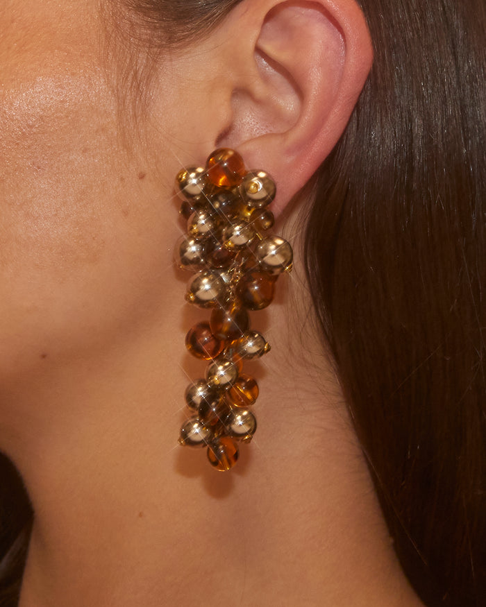 Boucles d'oreilles grappes marrons
