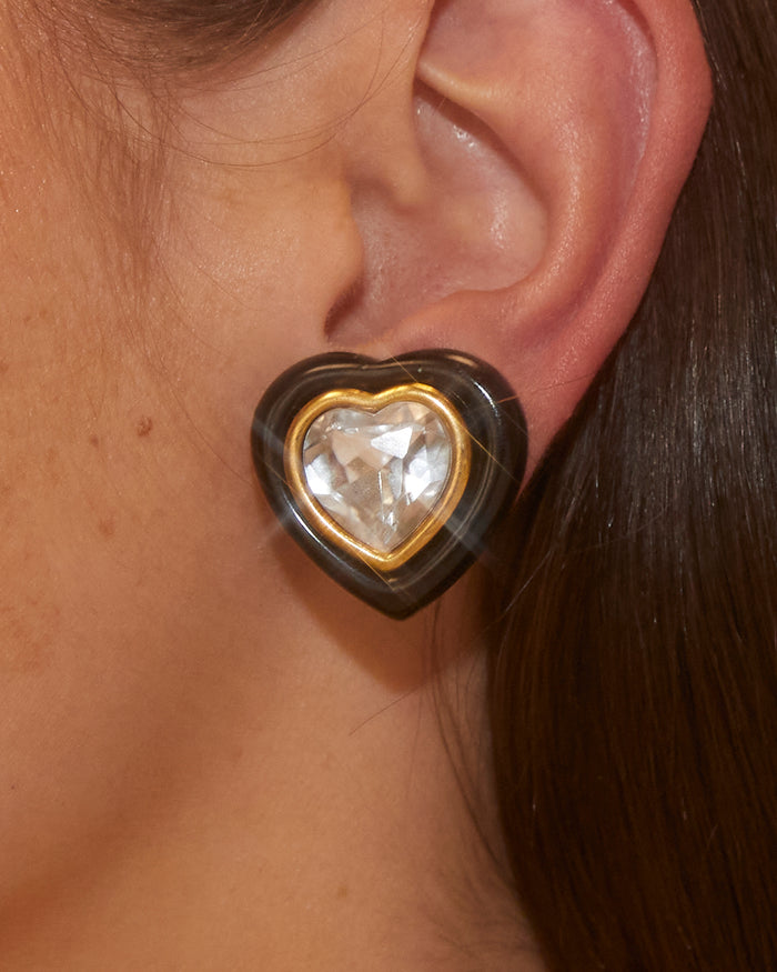 Boucles d'oreilles coeurs en strass