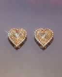 Boucles d'oreilles coeurs en strass