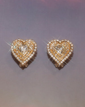 Boucles d'oreilles coeurs en strass