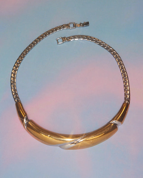 Collier rigide doré et argenté