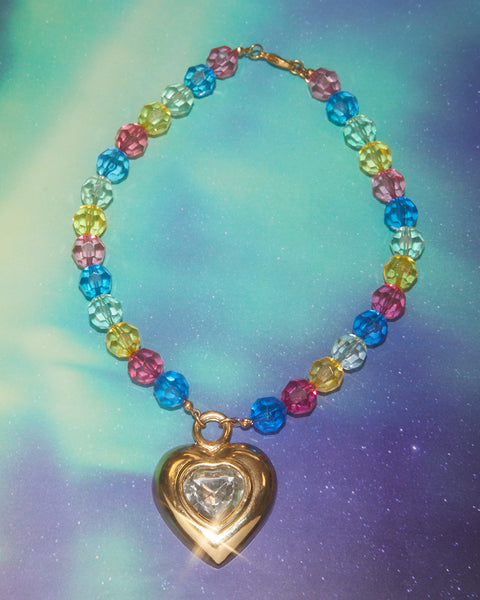 Collier coeur multicolore
