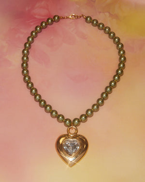 Collier coeur kaki