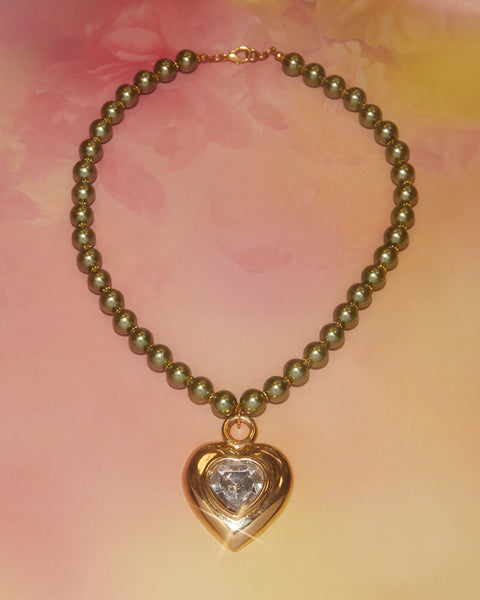 Collier coeur kaki