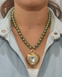 Collier coeur kaki
