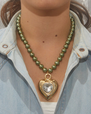 Collier coeur kaki