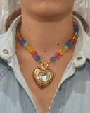 Collier coeur multicolore
