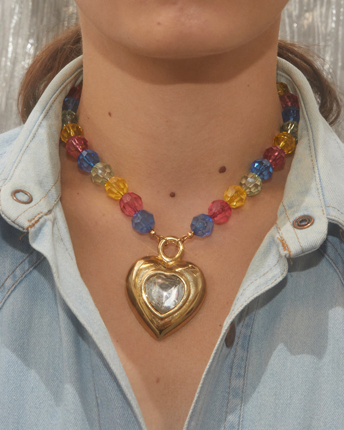 Collier coeur multicolore
