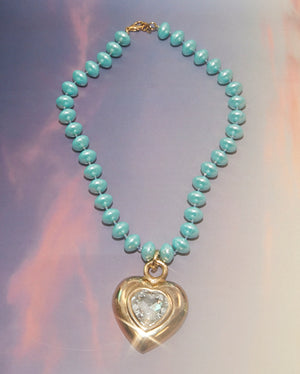 Collier coeur bleu ciel