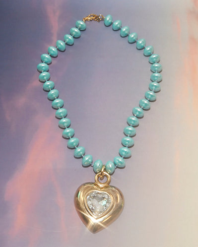 Collier coeur bleu ciel