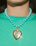 Collier coeur bleu ciel