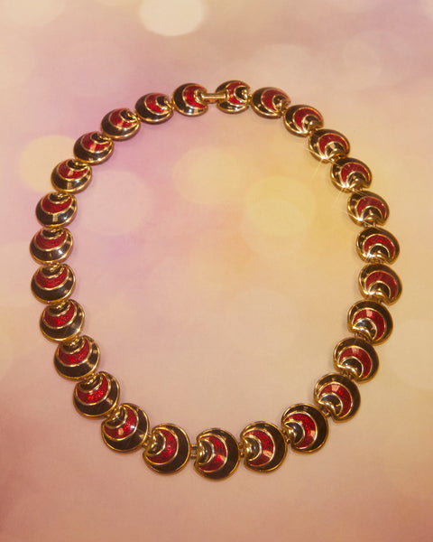Collier spirale noir et rouge