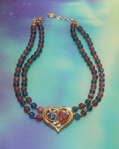 Collier coeur double rang