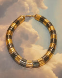Collier graphique noir et or