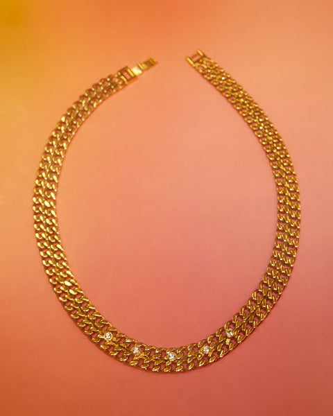Collier chaînes et strass