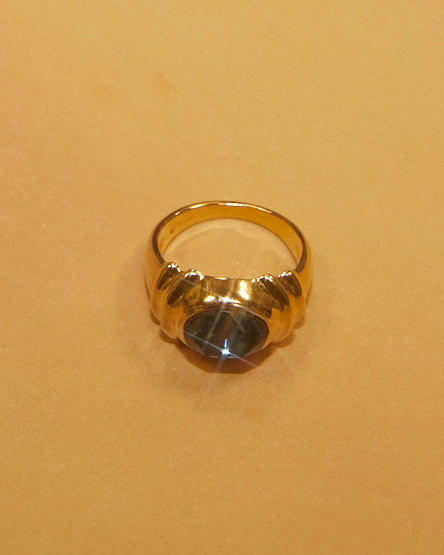 Bague cabochon bleu