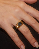 Bague cabochon bleu