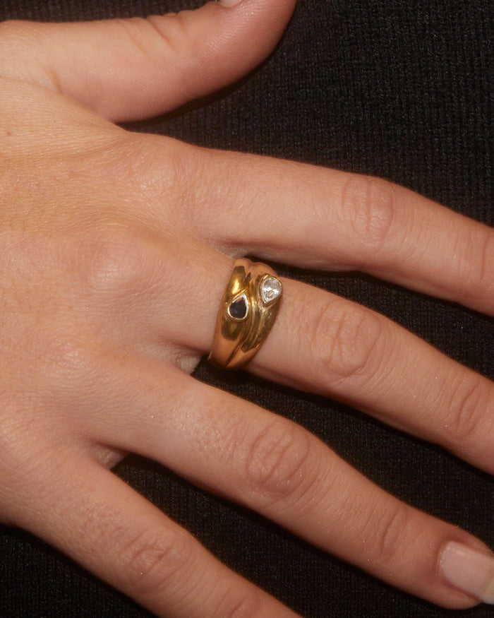 Bague Gouttes Noir et Blanc