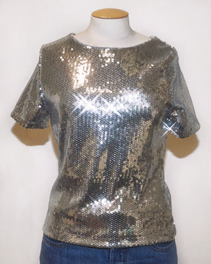 Top à sequins argent