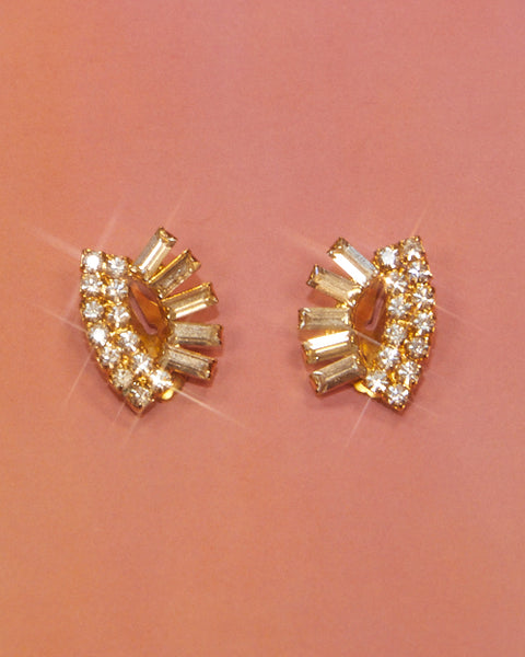 Boucles d'oreilles demi-soleil & strass