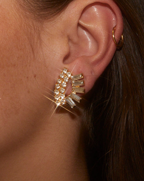 Boucles d'oreilles demi-soleil & strass