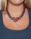 Collier coeur double rang