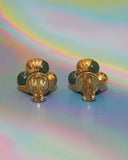 Boucles d'oreilles perles vertes et or