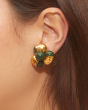 Boucles d'oreilles perles vertes et or
