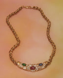 Collier plastron strass et cabochon