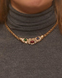 Collier plastron strass et cabochon