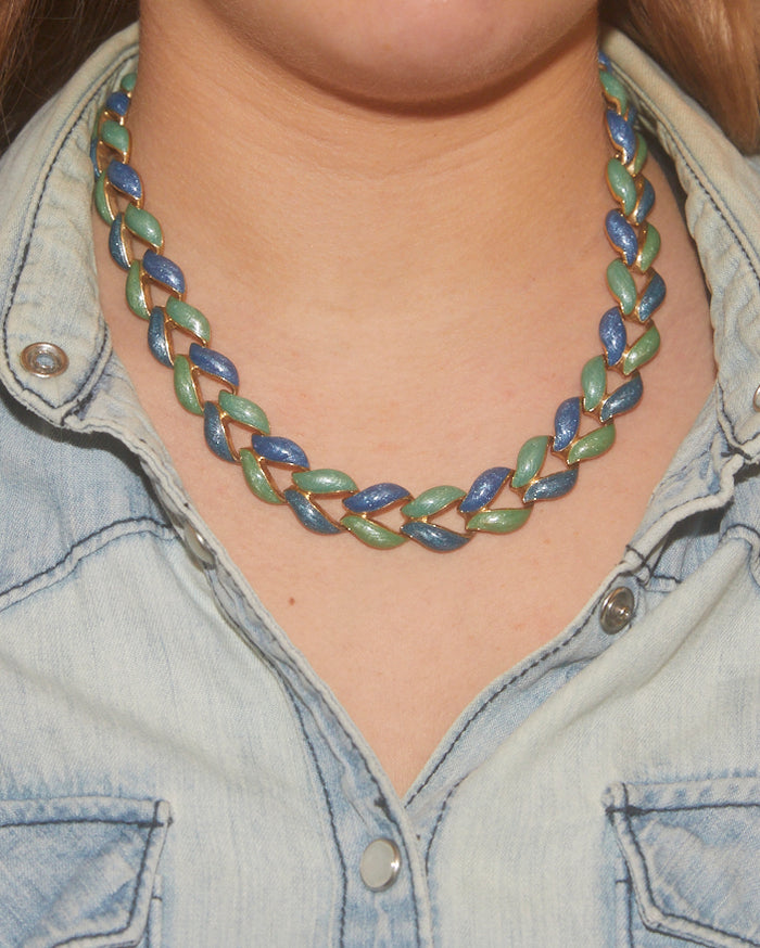 Collier vert et bleu