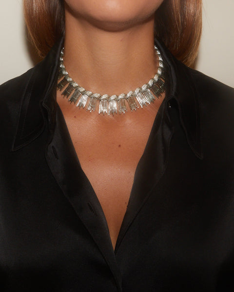 Collier pampilles argentées