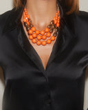 Collier perles oranges