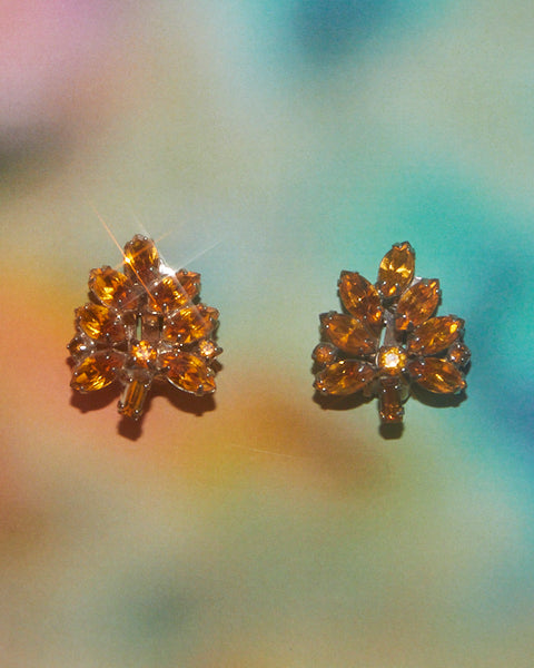 Boucles d'oreilles feuilles strass
