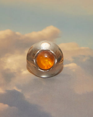 Bague cabochon orange