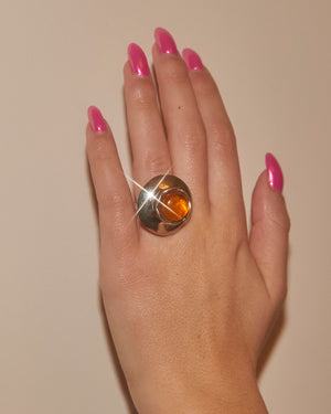 Bague cabochon orange