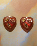 Boucles d'oreilles coeurs marrons