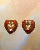 Boucles d'oreilles coeurs marrons