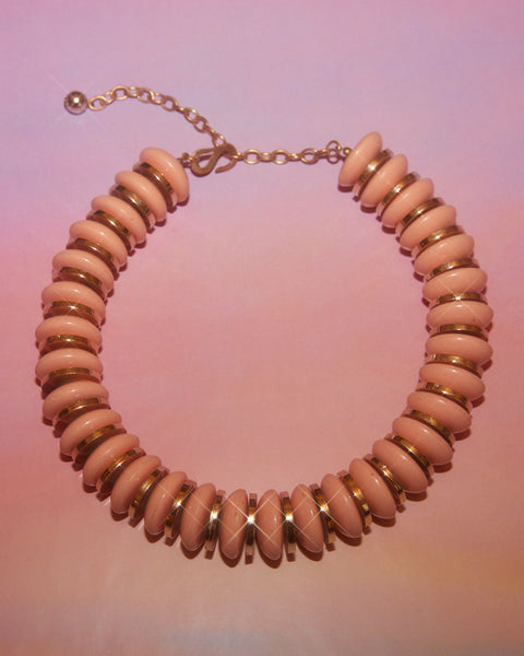 Collier large vieux rose