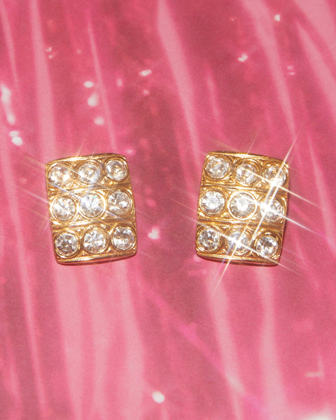 Boucles d'oreilles rectangulaires strass