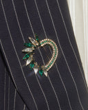 Broche coeur strass verts