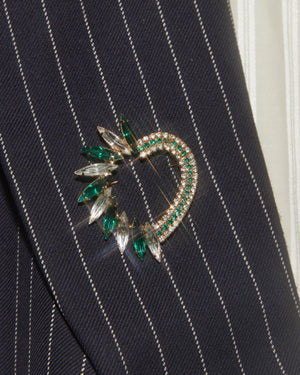 Broche coeur strass verts